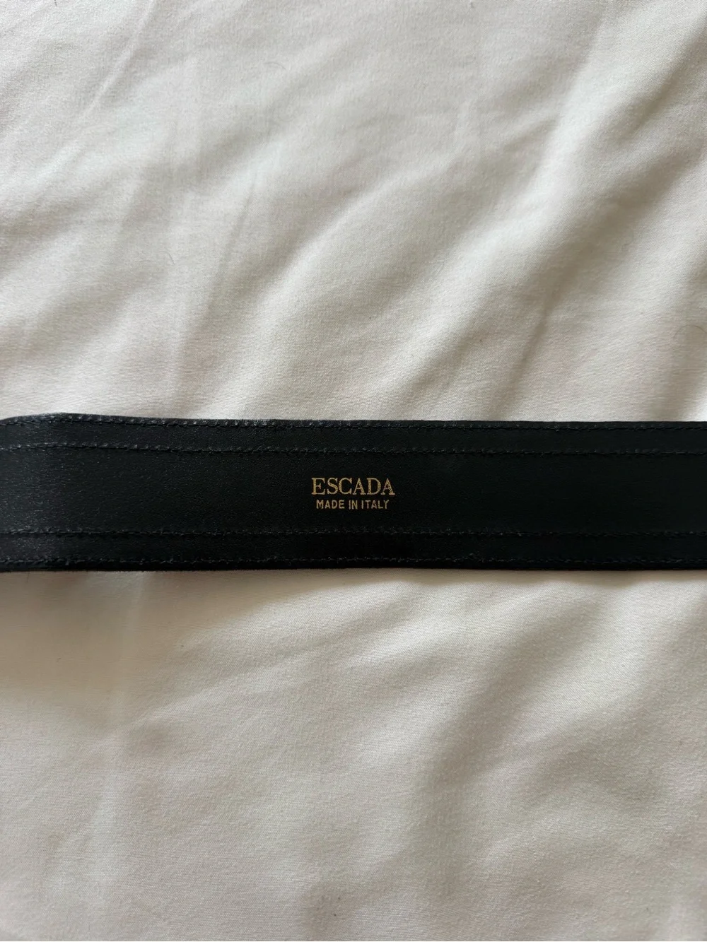 ESCADA | Vintage Black Leather Suede  Belt with Red Heart Detail - 38